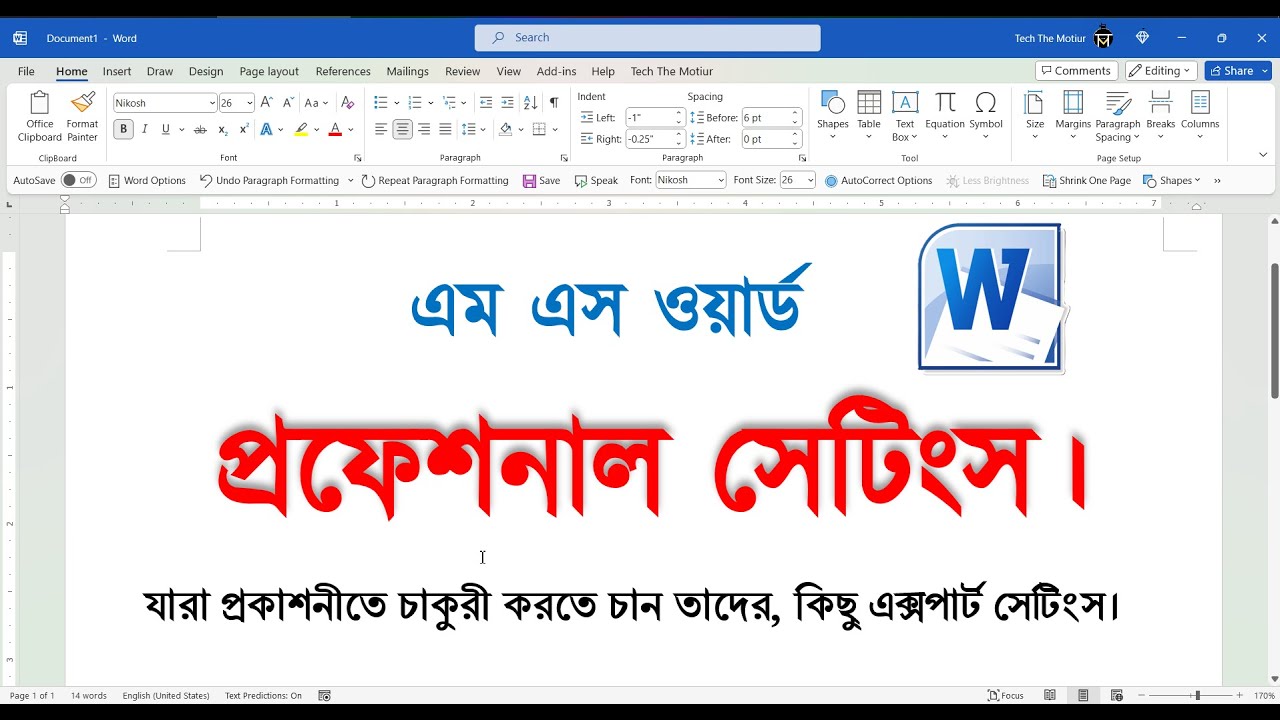 Ms word most important setting for Professionals user