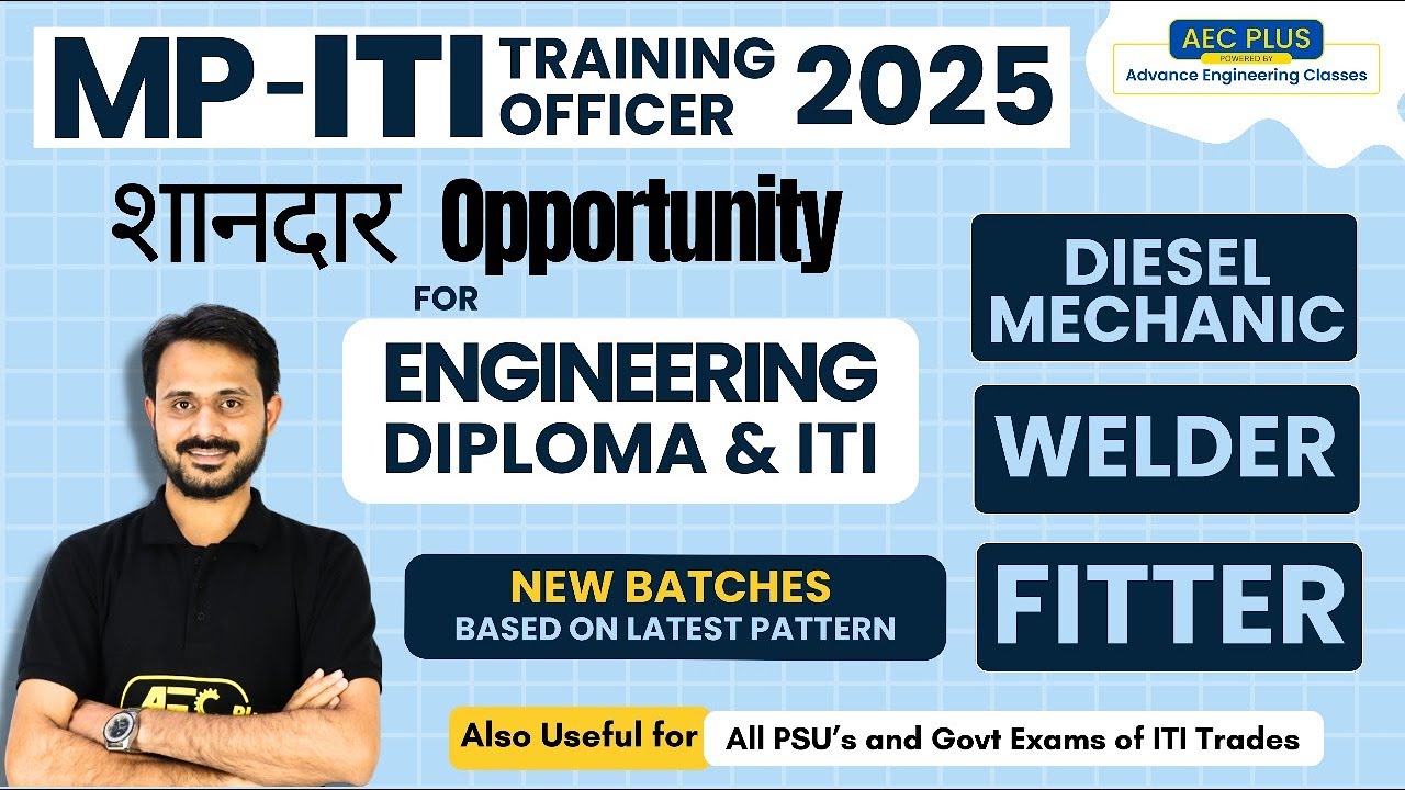 MP ITI Training Officer Vacancy 2025 | Engineering | Diploma | ITI