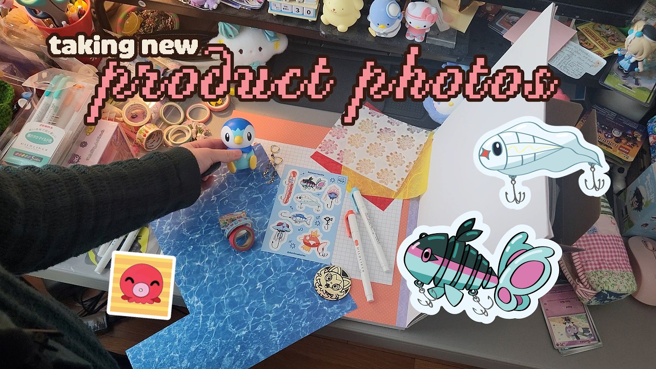 how i take product photos, sticker sheet unboxing, and shop update prep