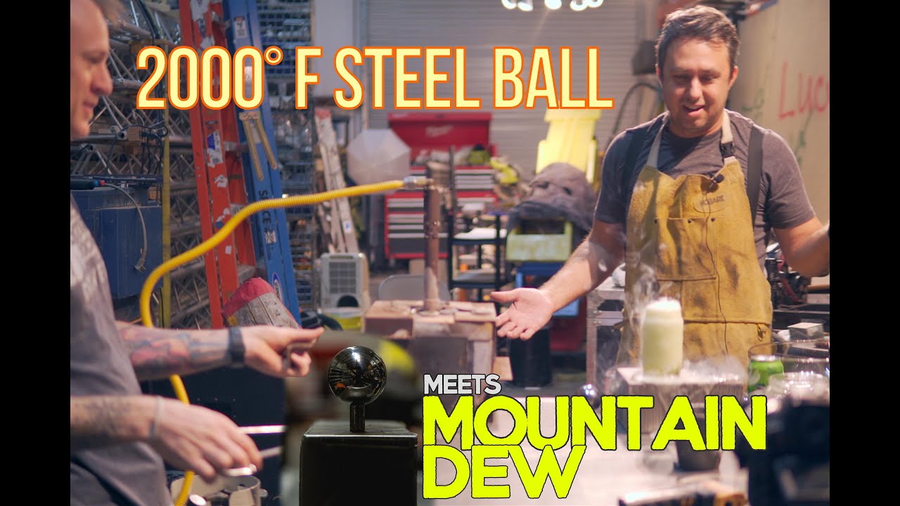 Experiment: Glowing Red Hot 2000 Degree Steel Ball Vs Mountain Dew. (1000 c)