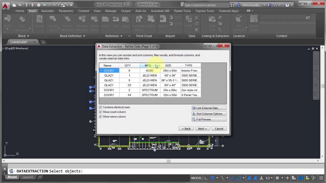 AutoCAD Attribute Extraction