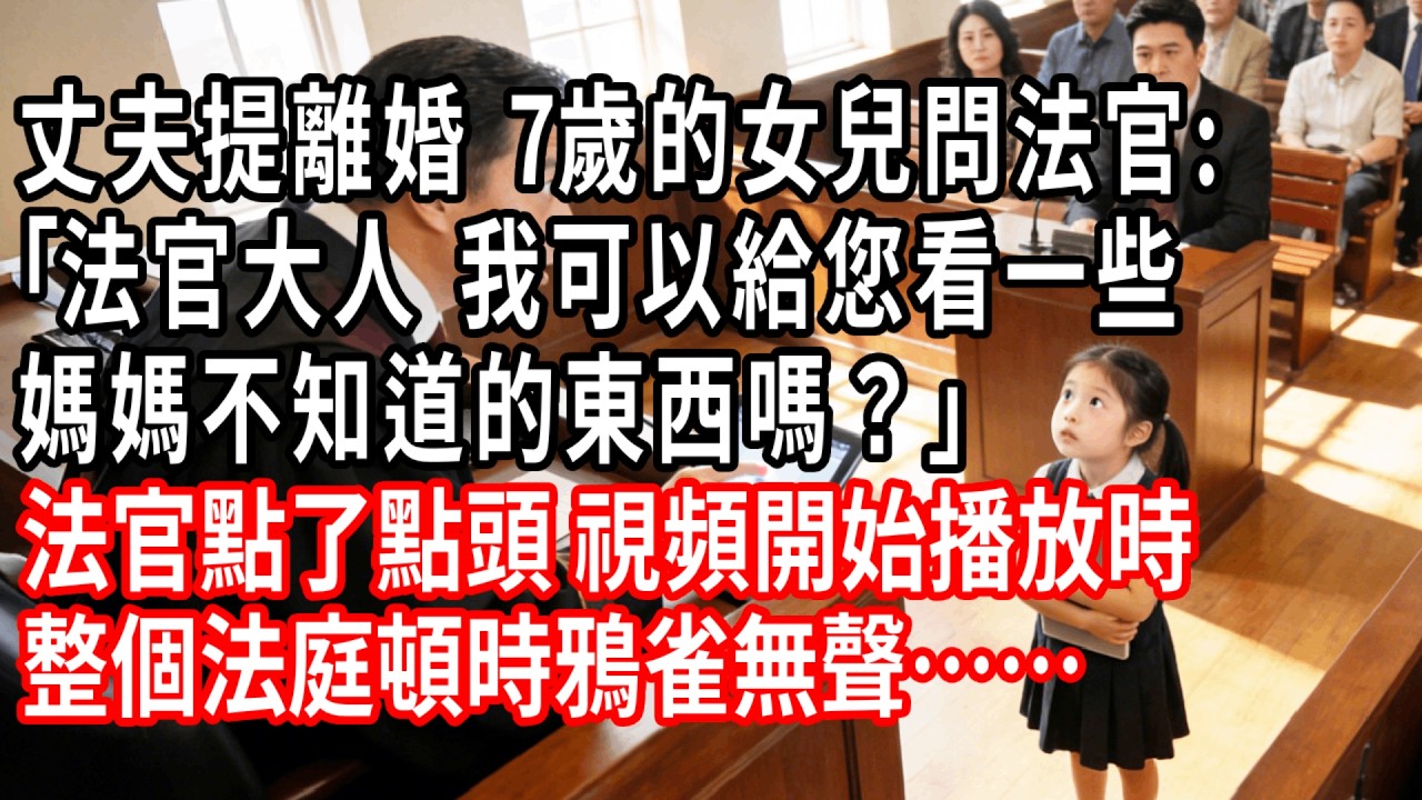 我丈夫提出離婚，我7歲的女兒問法官：“法官大人，我可以給您看一些媽媽不知道的東西嗎？”法官點了點頭。視頻開始播放時，整個法庭頓時鴉雀無聲……#情感故事 #人生感悟 #生活经验