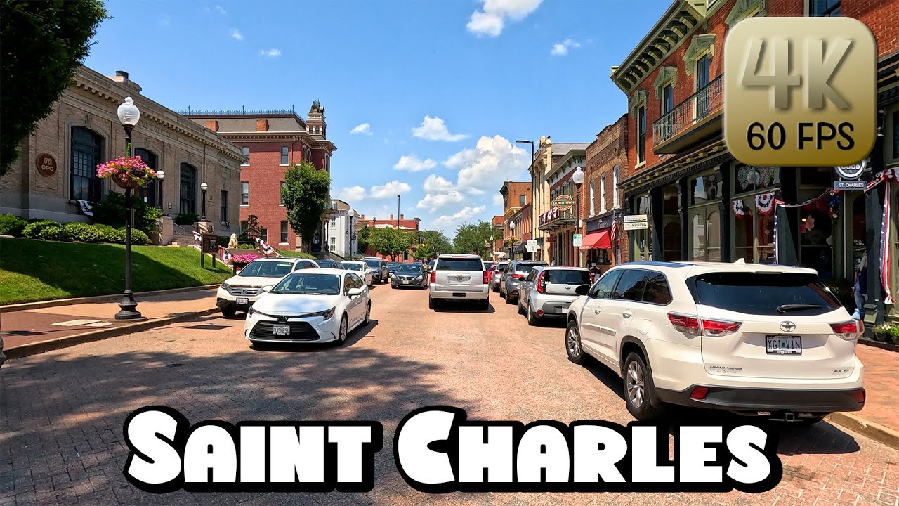 Driving Around Historic Downtown Saint Charles, Missouri in 4k Video