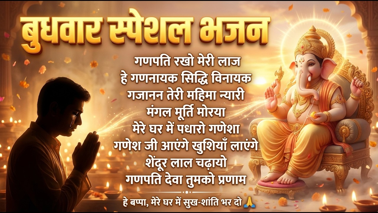 बुधवार भक्ति भजन : ॐ गं गणपतये नमो नमः | गणेश वंदना | सुखकर्ता दुखहर्ता | आरती I मंगलमूर्ति मोरया