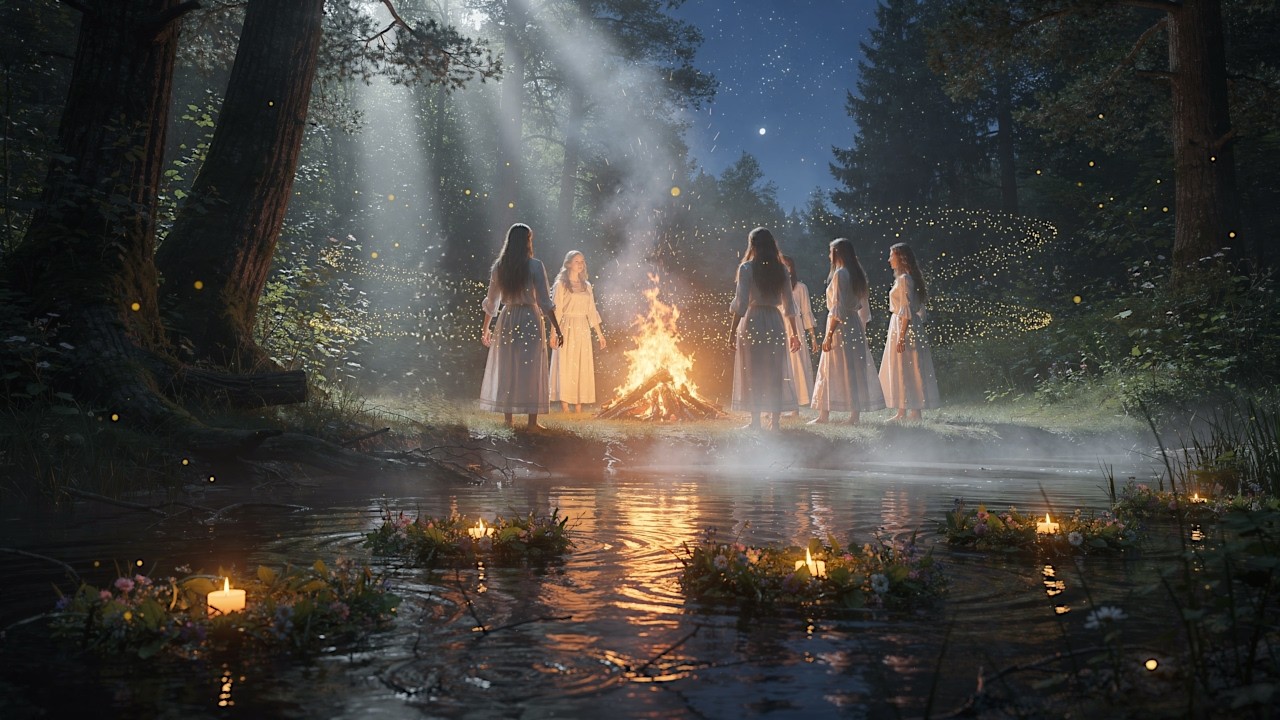 Noc świętojańska - Ogień w lesie