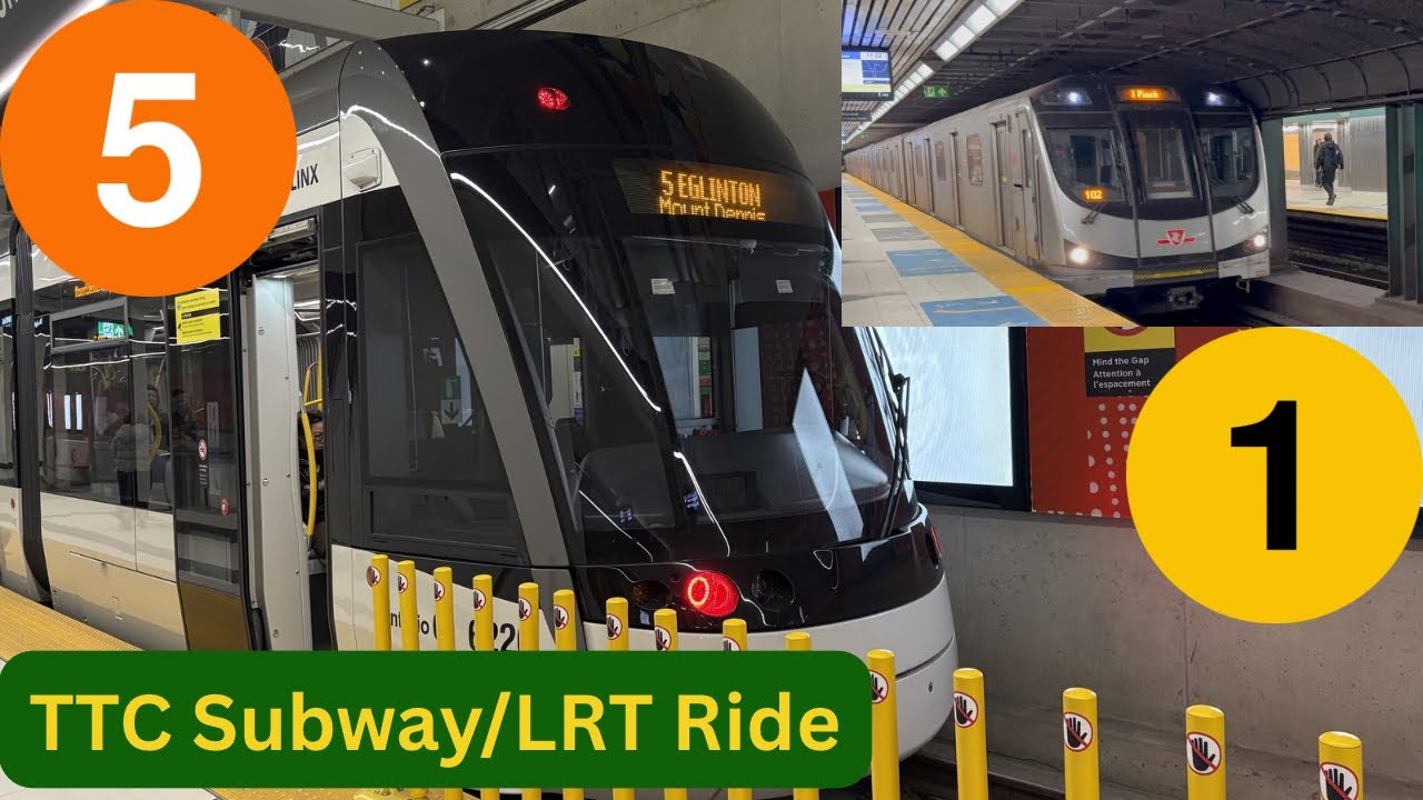 TTC Lines 1 and 5 Ride from Bloor-Yonge to Don Valley via Eglinton Station