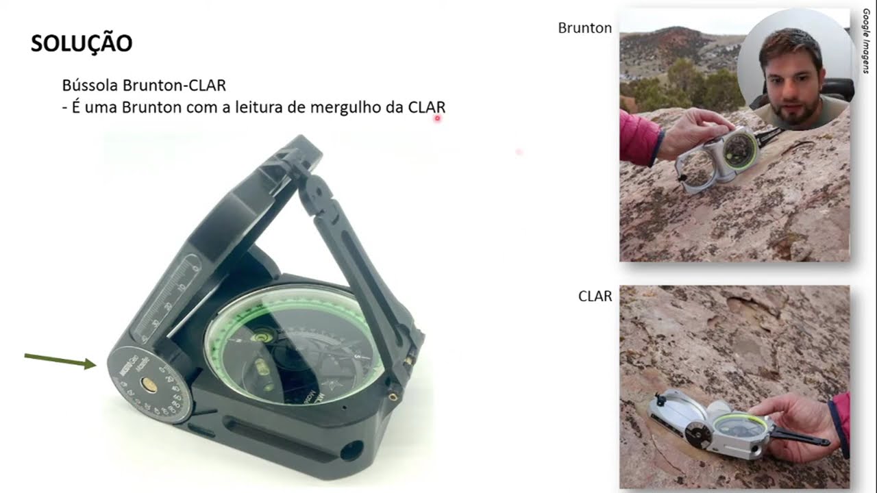 Aula teórico-prática de bússola geológica: medição de atitudes (direção e mergulho ou 