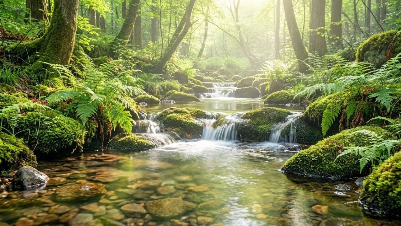 Gentle Forest Stream & Piano | Peaceful Morning Meditation and Relaxation | 3 Hours