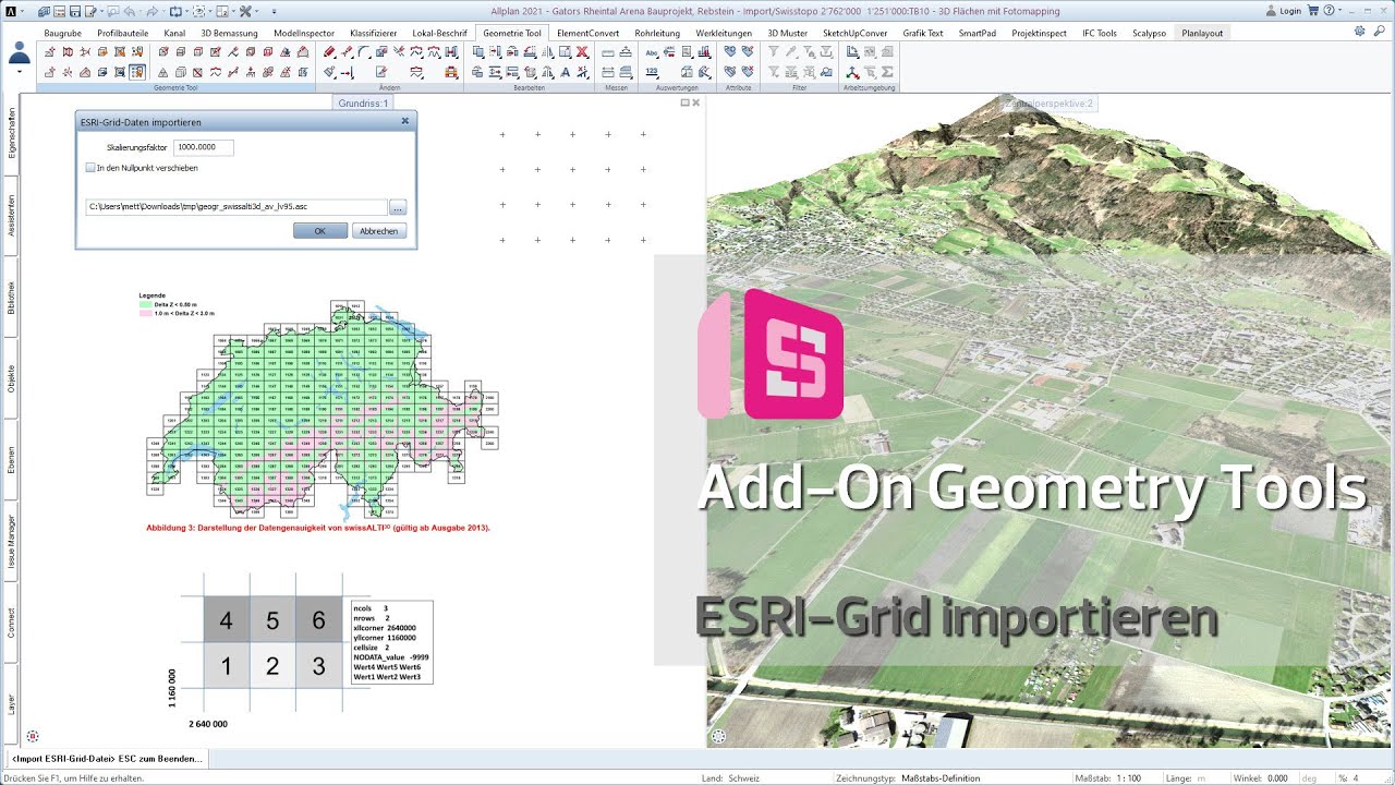 ALLPLAN Add-On Geometry Tools V2 - ESRI Grid Gelände importieren