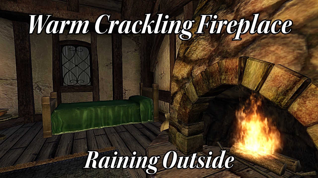 Rain Sounds On A Window With Cozy Warm Crackling Fireplace Sounds - 10 Hours No Ads.