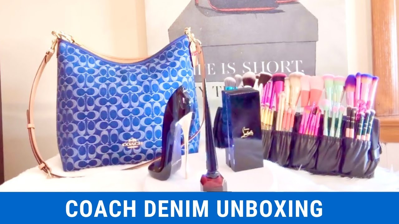 UNBOXING COACH LAUREL LARGE SHOULDER BAG IN SIGNATURE DENIM #coach #coachdenim #handbagunboxing