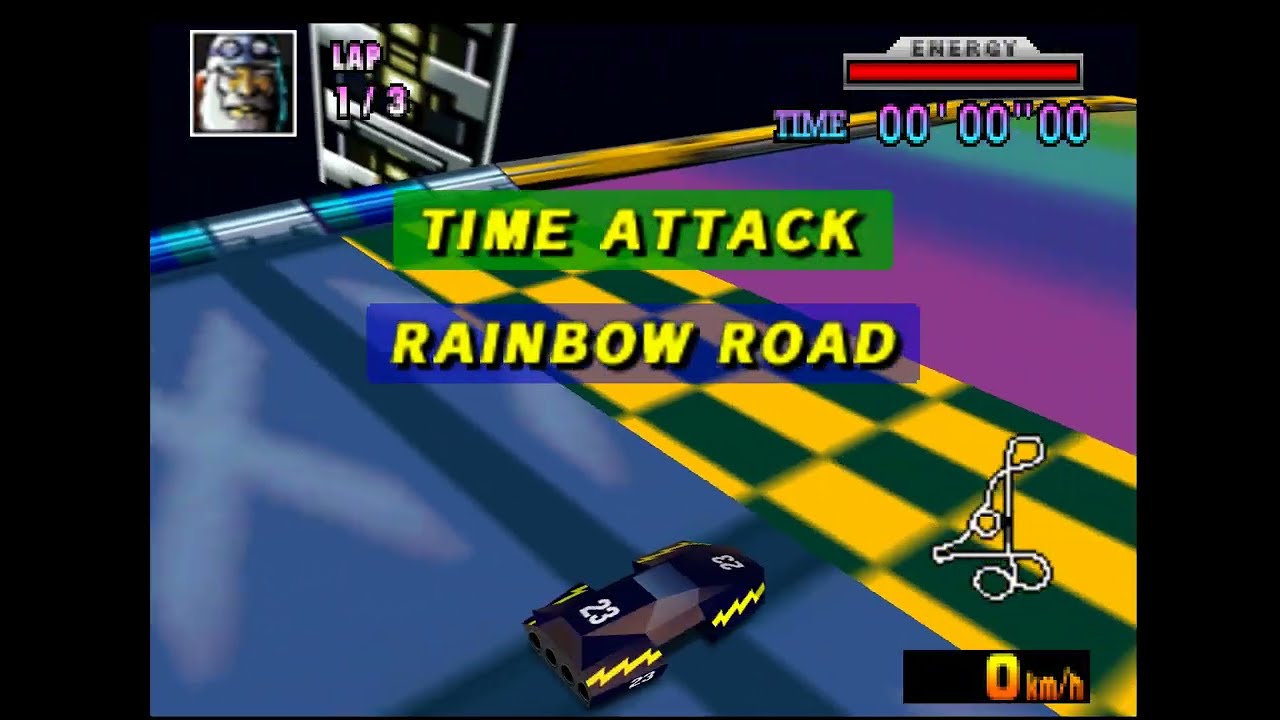 F-Zero X Low Grip Machine Drifting Training session - Vs Rainbow Road Staff Ghost.
