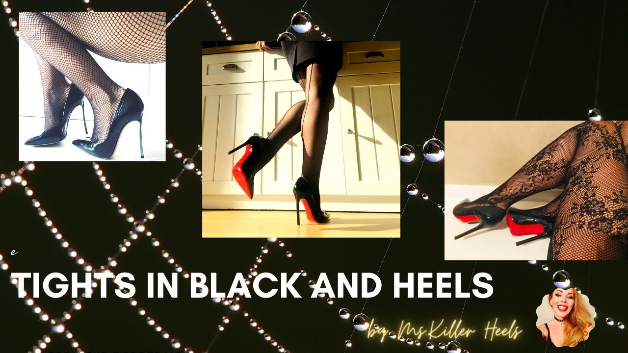 BLACK TIGHTS IN DIFFERENT PATTERNS & HIGH HEELS (by Ms.Killer Heels)