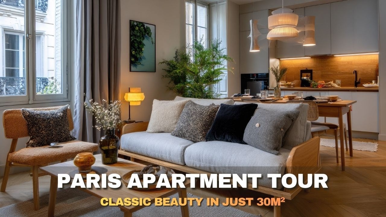 Peek Inside a Small Paris Apartment That Lights Up at Night | A Serene Classic Hidden in 30m²