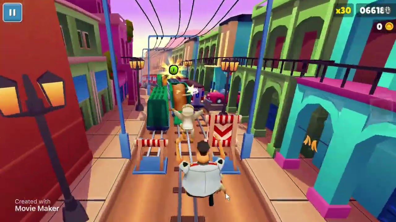 jogando subway surfs (no computador)