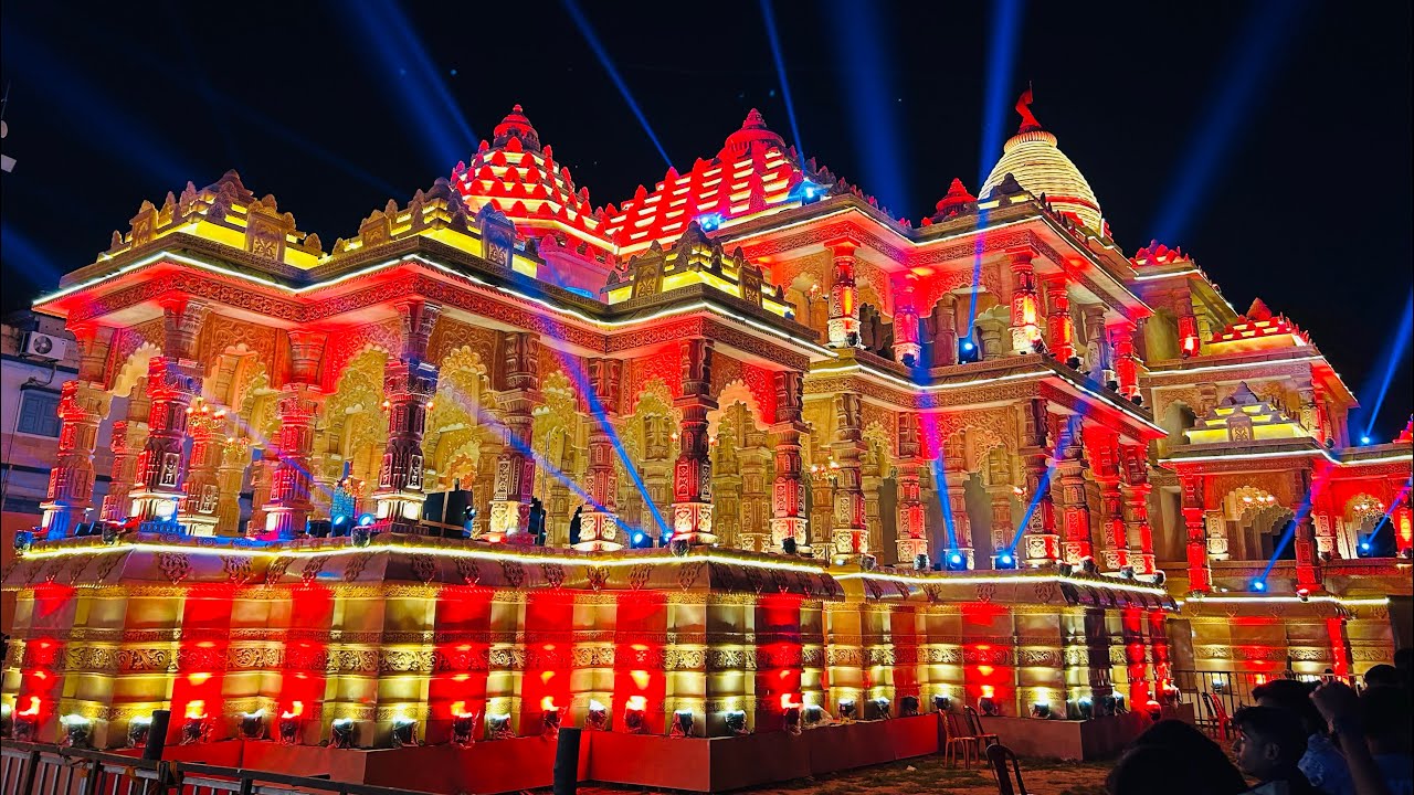 Santosh Mitra Square Durga Puja 2023 || Ayodhya Ram Mandir || Best Pandal Lighting