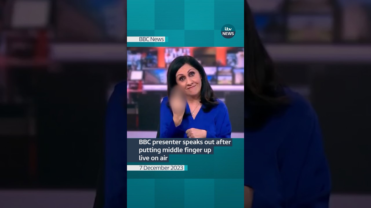 BBC presenter speaks out after putting middle finger up live on air #itvnews #bbcpresenter