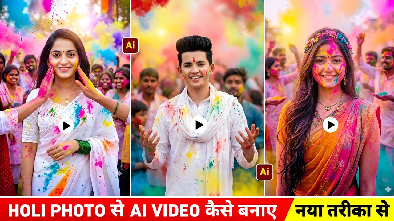 Holi ai video editing | Photo से video कैसे बनाए | Ai se holi ka video kaise banaen