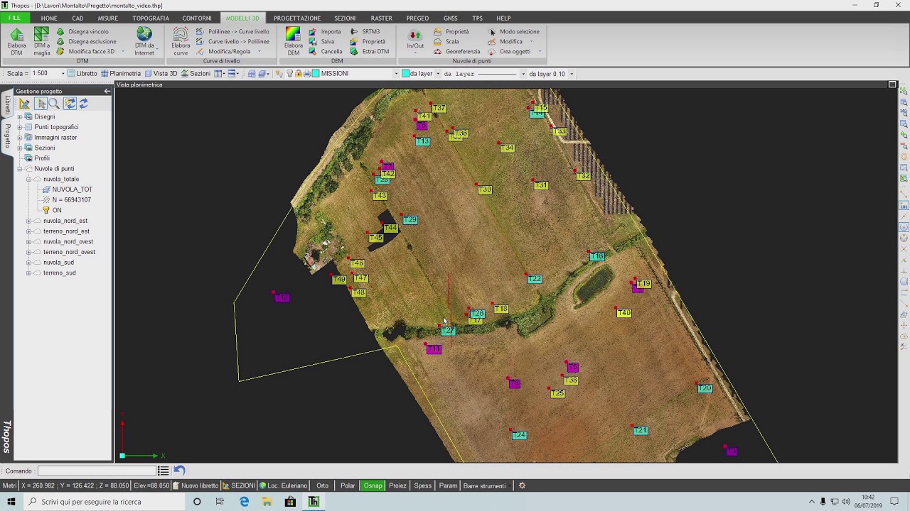 Estrazione dati topografici da nuvola di punti - Esempio pratico