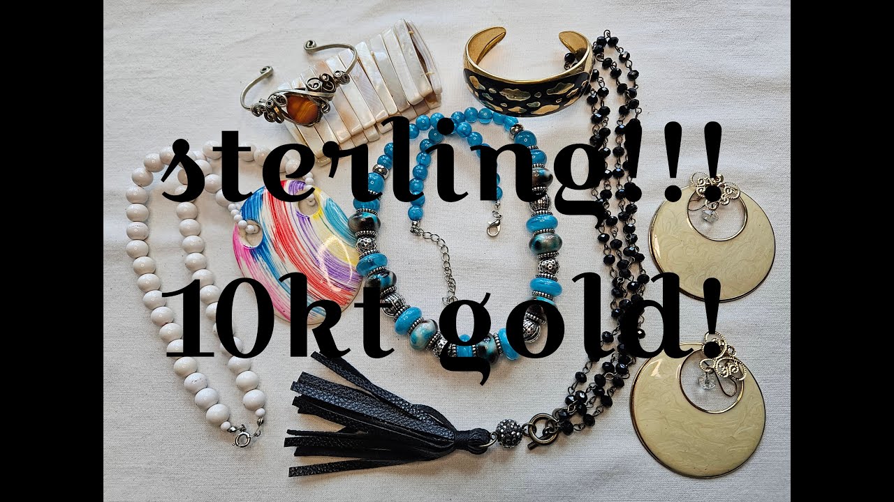 Goodwill Blue Box Jewelry Unboxing!  Sterling & Gold! Avon! Artisan!
