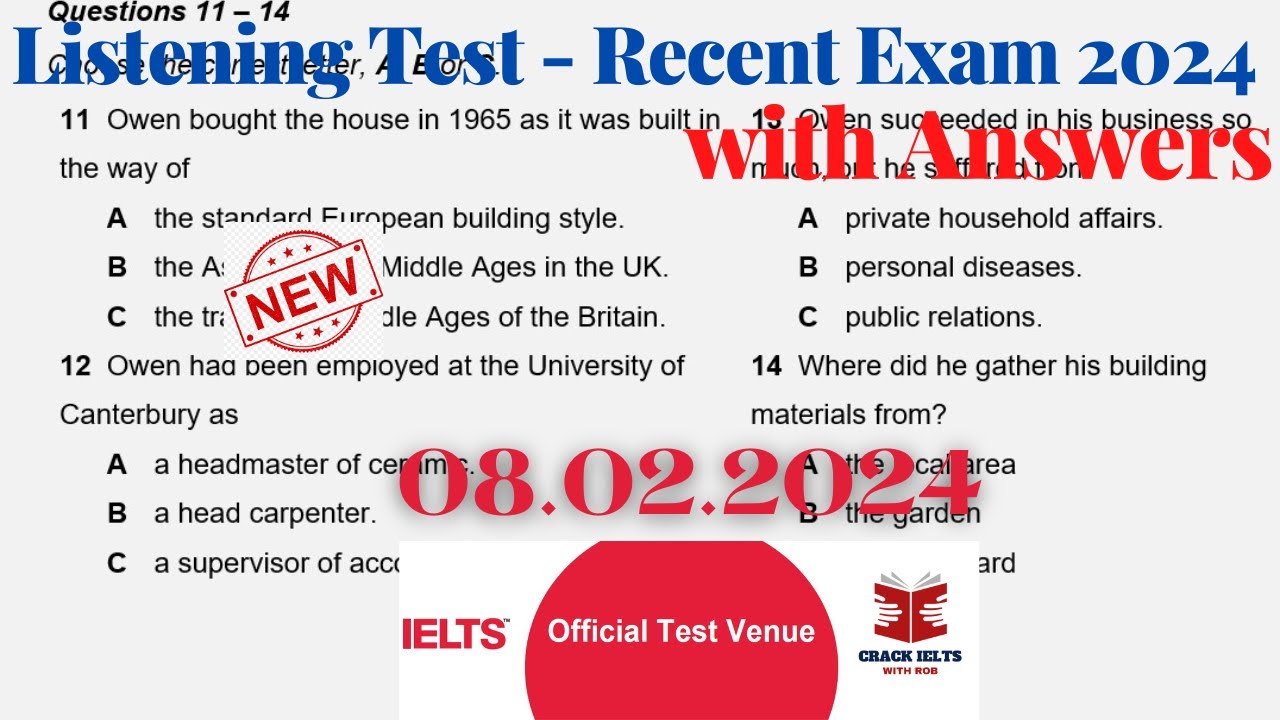 Тест IELTS Listening Actual Test 2024 с ответами | 08.02.2024