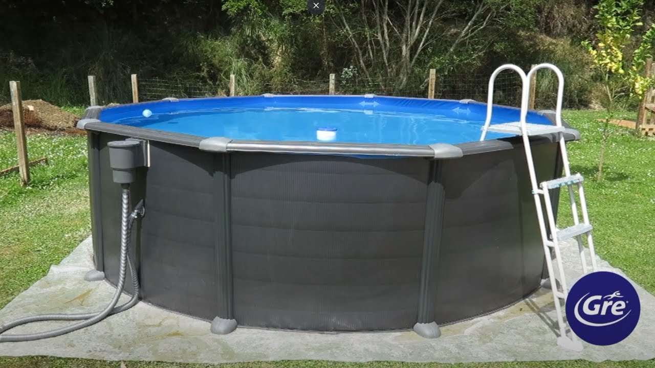 Montaje piscina de acero redonda Gre
