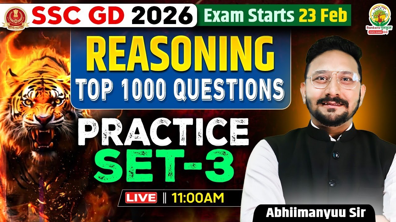 SSC GD 2026 | Reasoning | Top 1000 Questions | Practice Set-3 Abhimanyu Sir