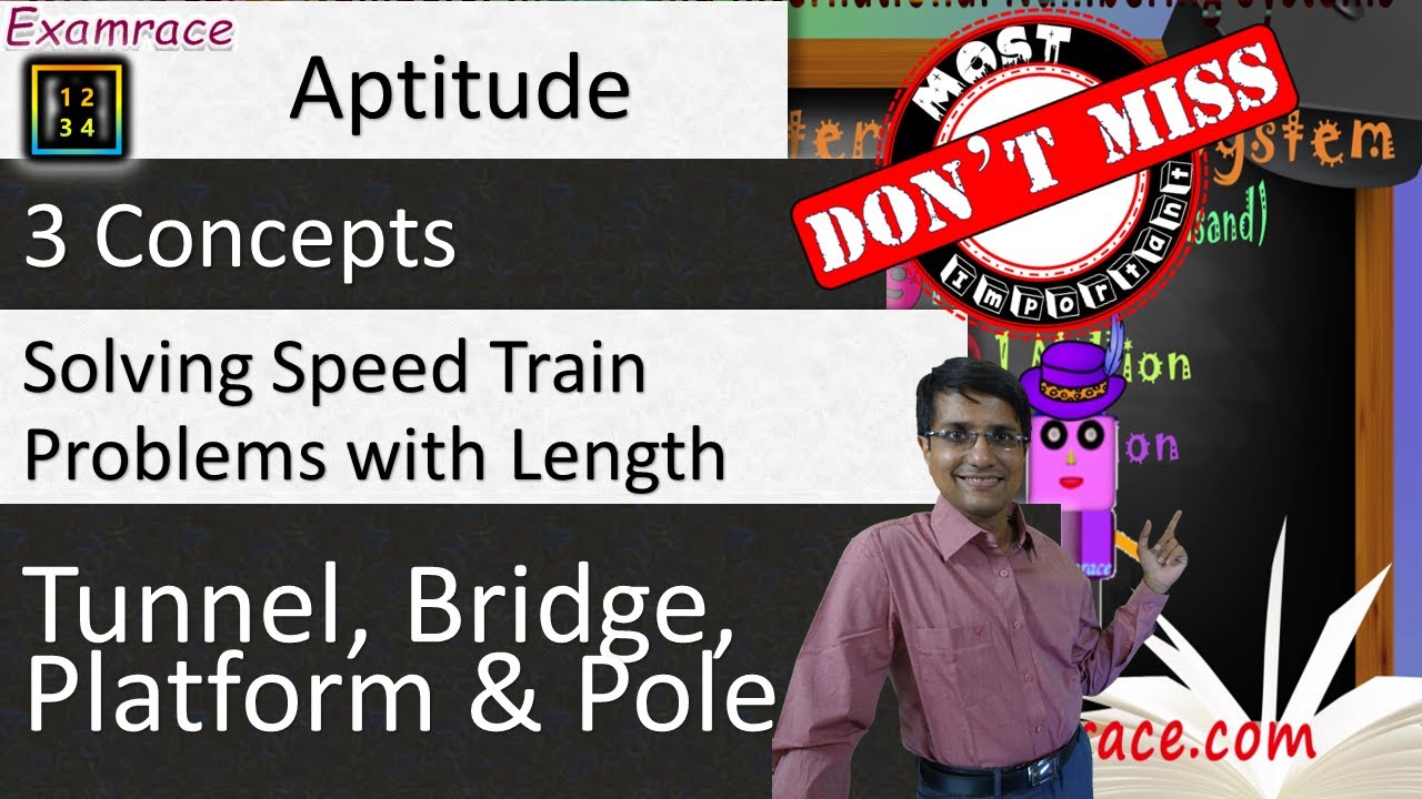 3 (& Half) Concepts for Solving Speed Train Problems with Length: Tunnel, Bridge, Platform & Pole