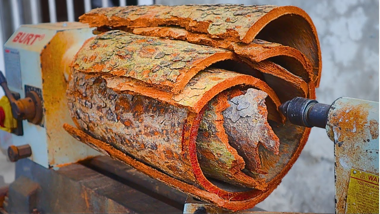 Woodturning. A special creative idea with rosewood bark