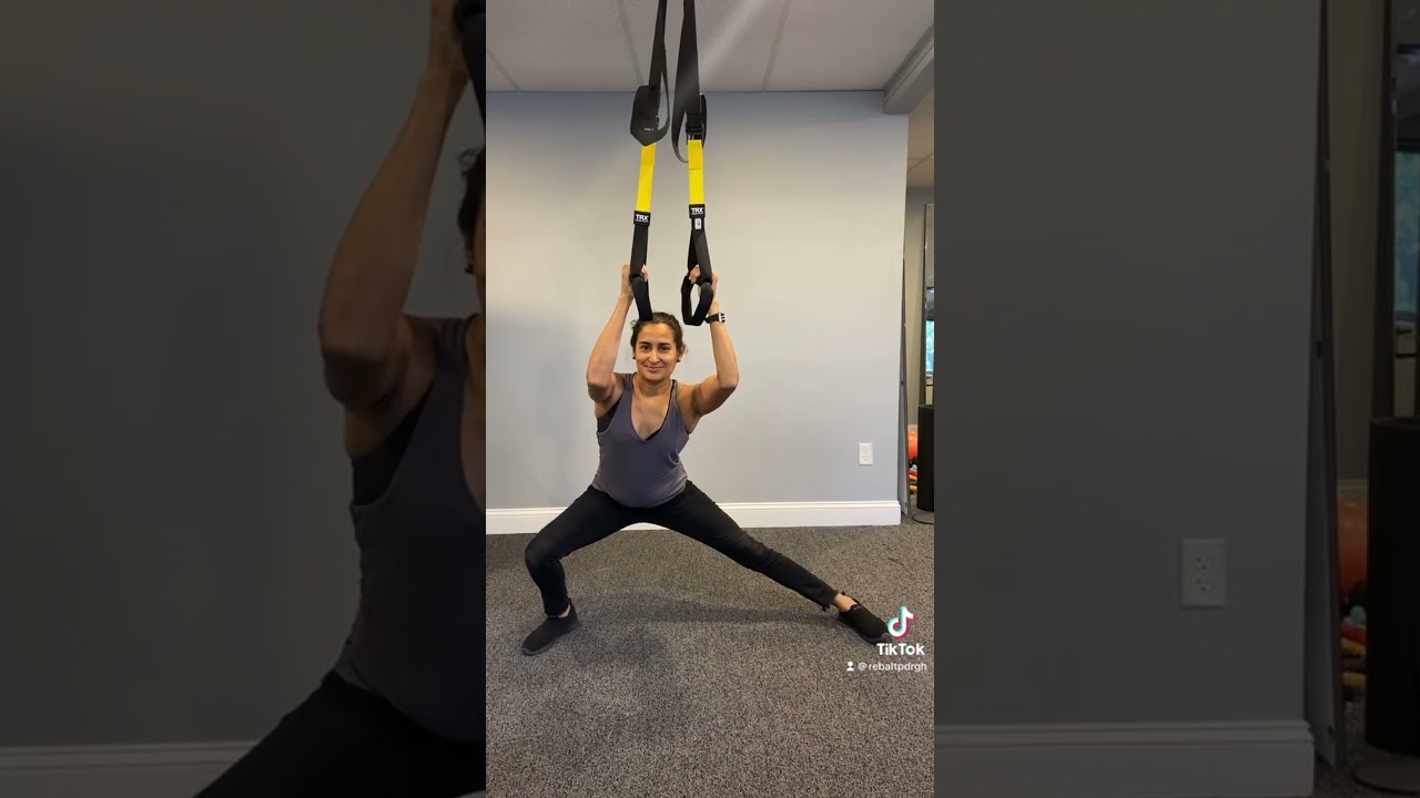 TRX Stretches For Hip Tightness!  #physicaltherapists #pelvicfloorexercises #pelvicpt #fitness