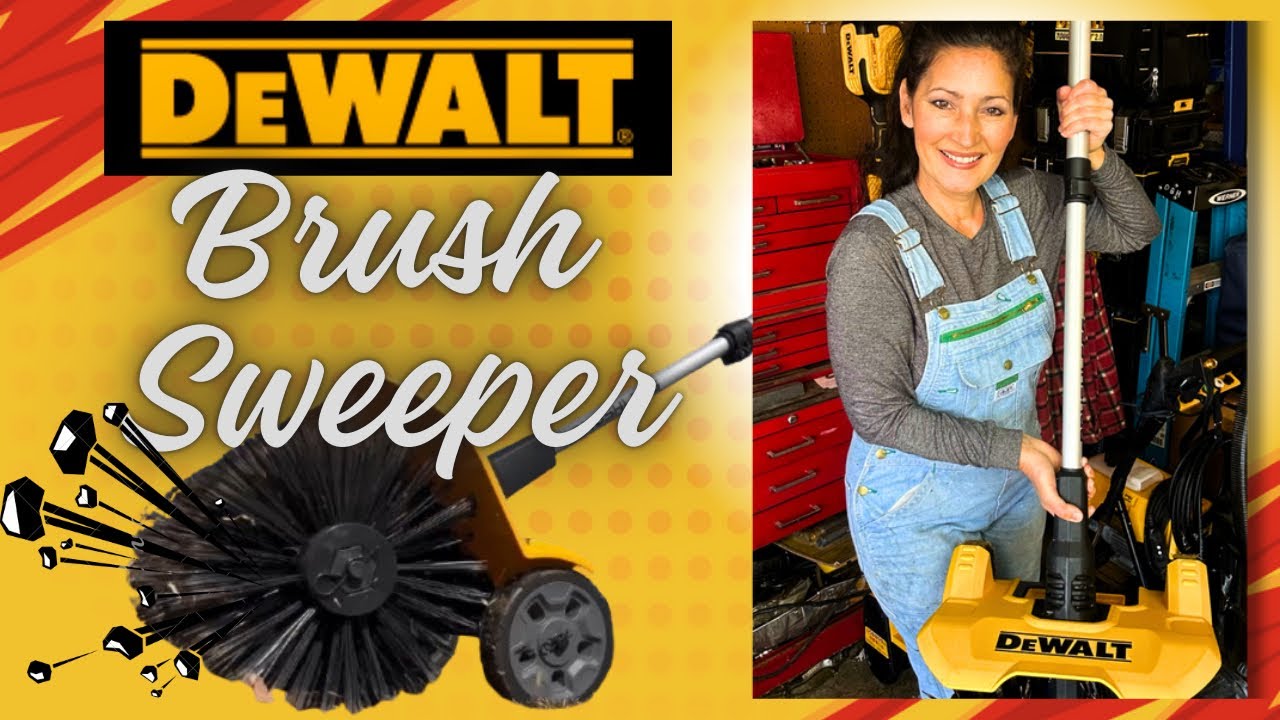 NEW! DeWalt Power Brush Lawn Sweeper Scrubber Complete Review  Unboxing Assembly Instructions & Demo