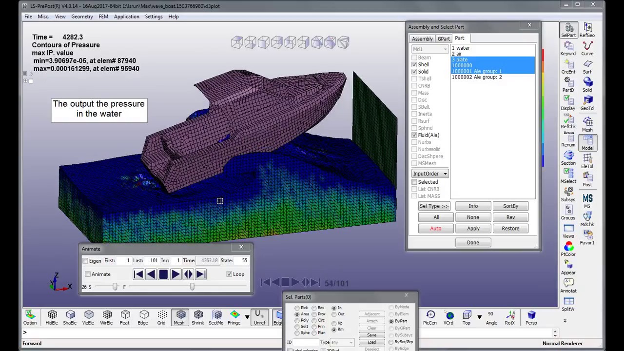 Modeling the impact of waves on the boat in the LS-DYNA. Video tutorial (incomplete)