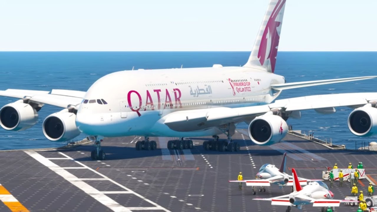 No One Expected This! Qatar A380 Takes Off from an Aircraft Carrier!