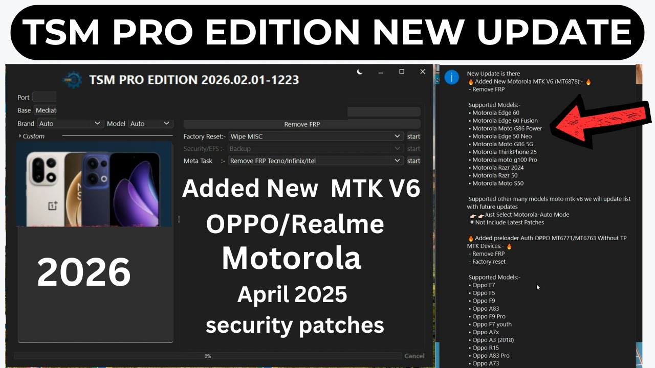 TSM PRO Edition New Update 2026 TSM Tool Latest Update Add MTK V6 OPPO/Realme Motorola 2025 security