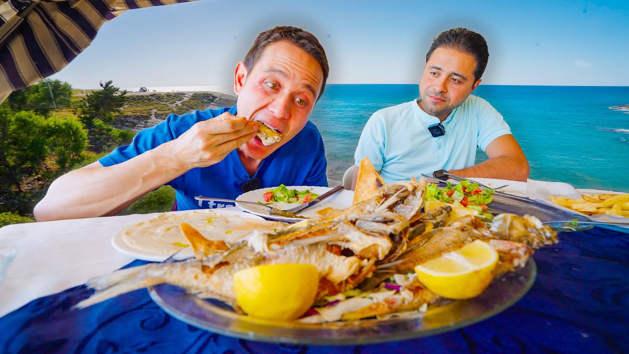 Seafood in Syria!! 🐟 FRIED FISH + Million Dollar View - Mediterranean Sea, Syria!!