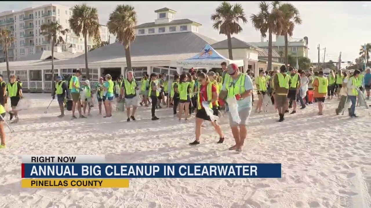 Dozens of volunteers show up to help cleanup Clearwater Beach