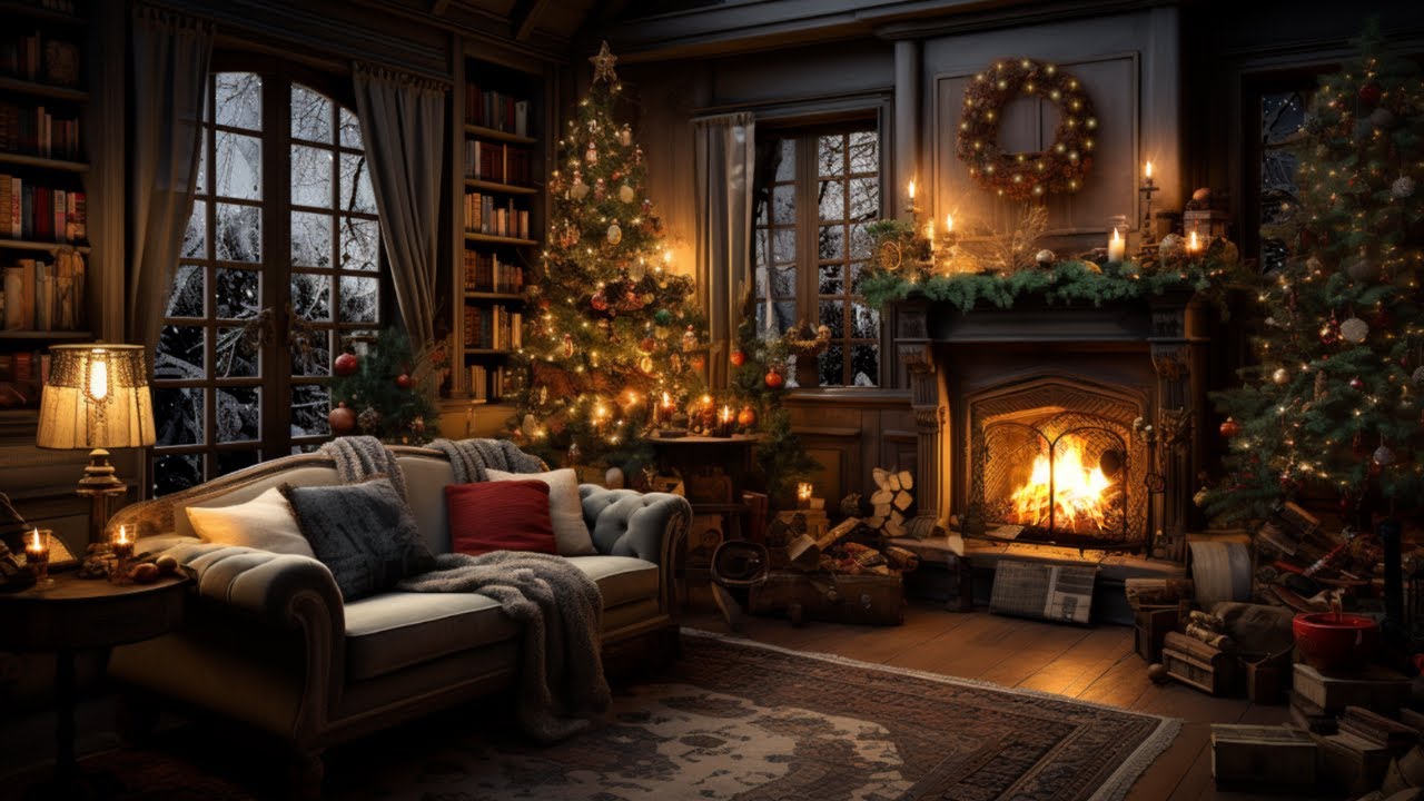 Cozy Christmas Cottage Ambience 🎄 | 🔥 Cozy Fireplace, Blizzard & Sleigh Bells