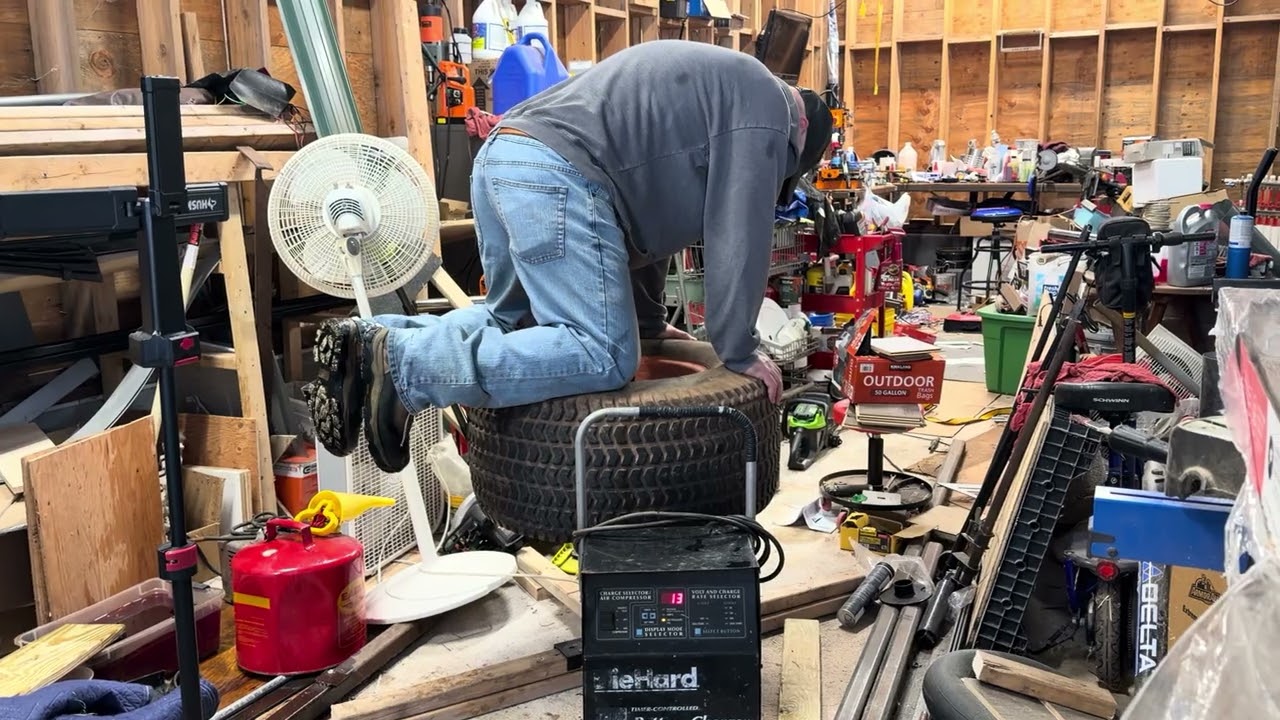 Setting the bead on my kubota tire. 