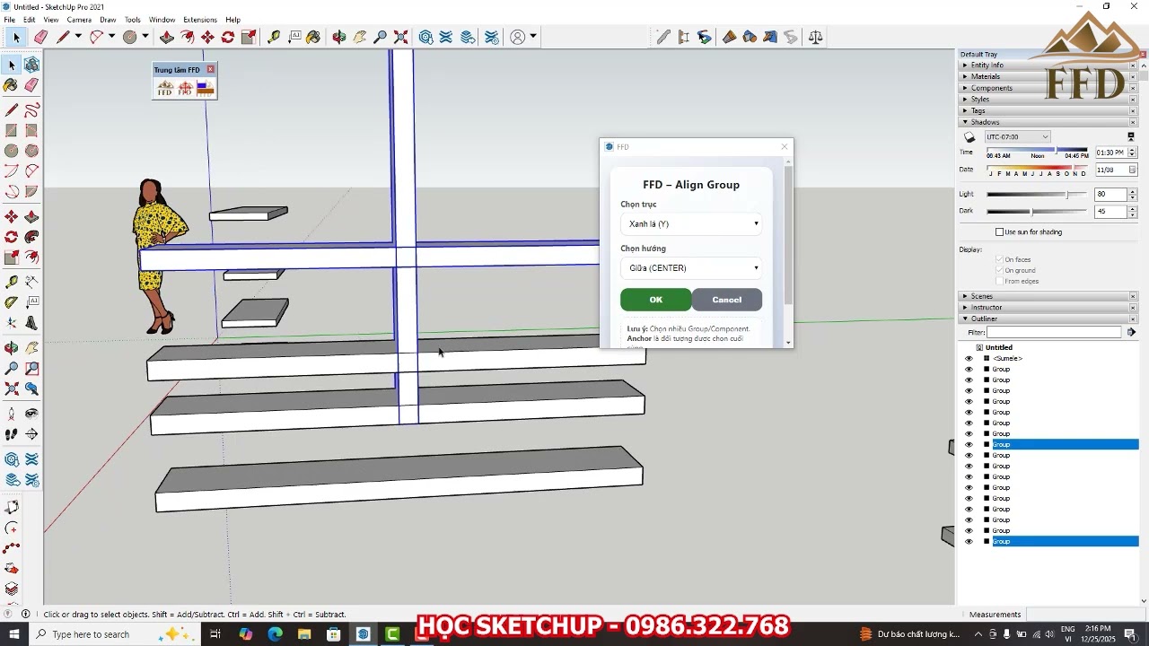 Hướng dẫn plugins căn chỉnh đối tượng ALign trong sketchup