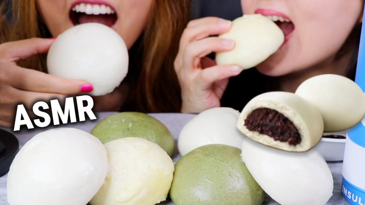 ASMR EATING SWEET RED BEAN BUNS 호빵 먹방 | Kim&Liz ASMR