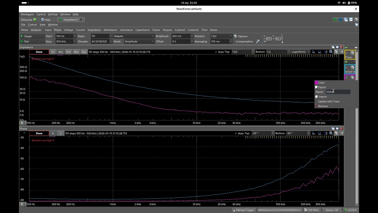 Analog Discovery 3 - Impedance Analyzer