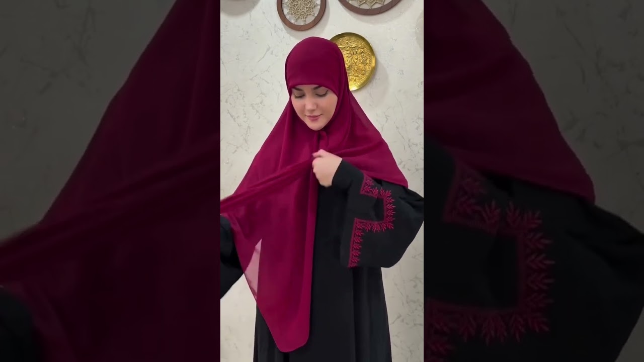 maroon colour lastic hijab with abaya tutorial...both price ..+917982601563