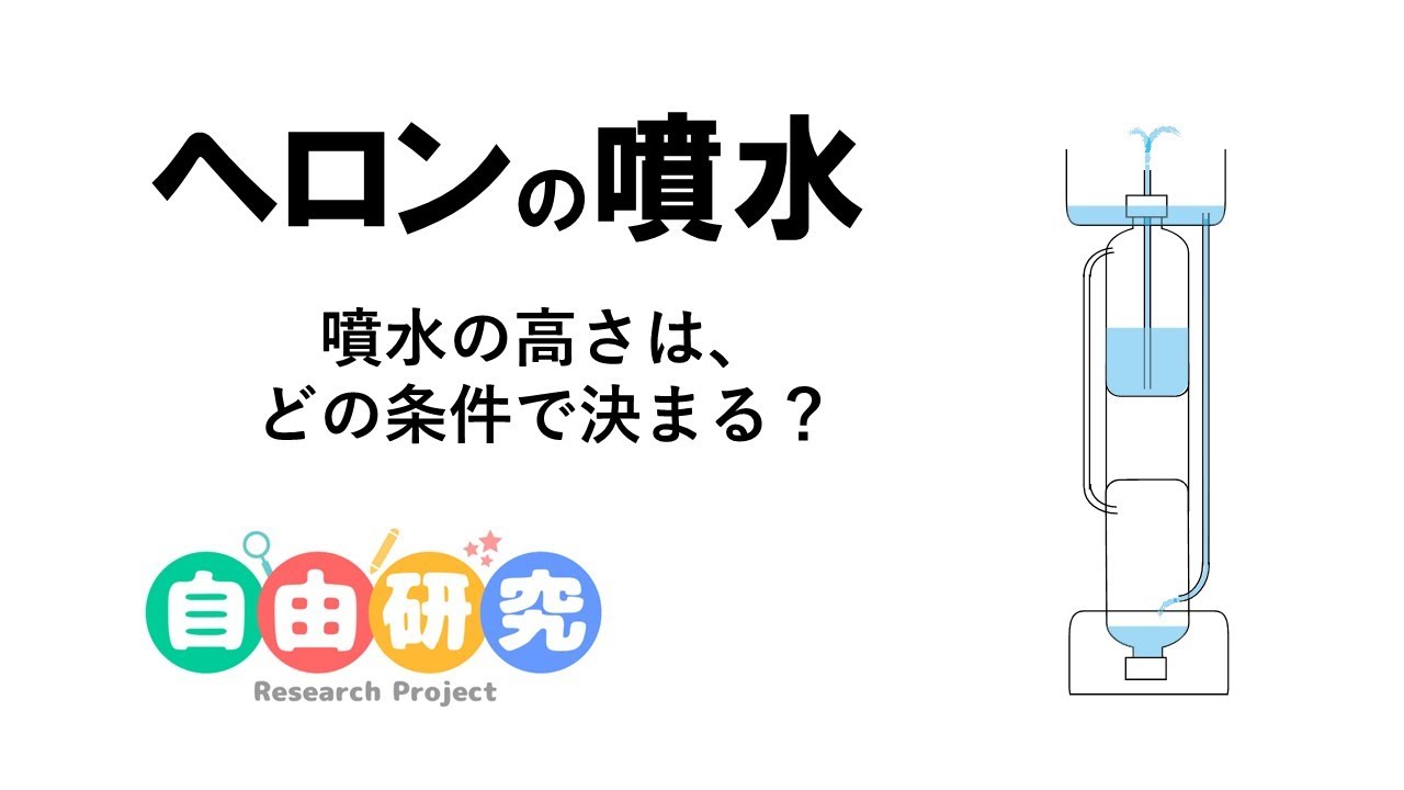 ヘロンの噴水  飛ぶ高さは、どの条件で決まるか、実験をして調べています。また、最後に噴水が高く飛ぶ理由も考察しました　3：49からの考えは間違っていました。訂正版を出しました。