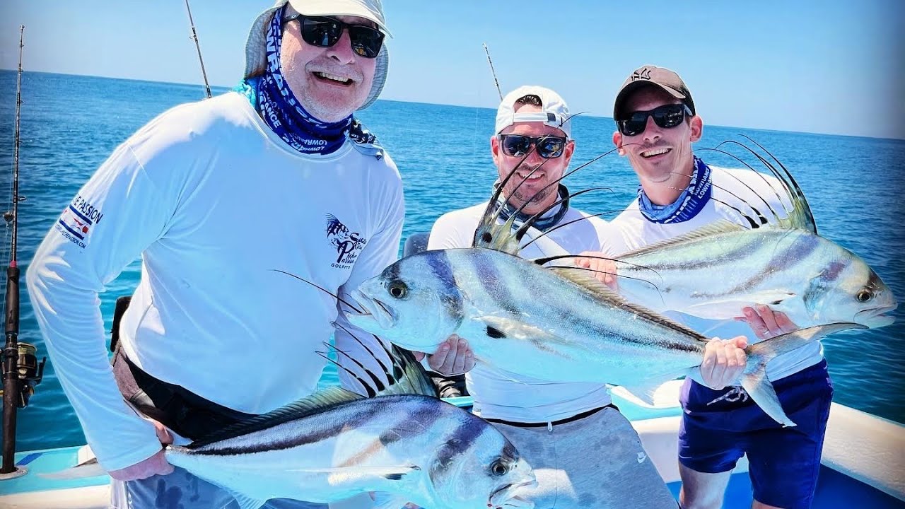 PECHE EXO au COSTA RICA : énormes poissons COQ, CORYPHENES, THONS, ESPADONS voiliers, CARANGUES