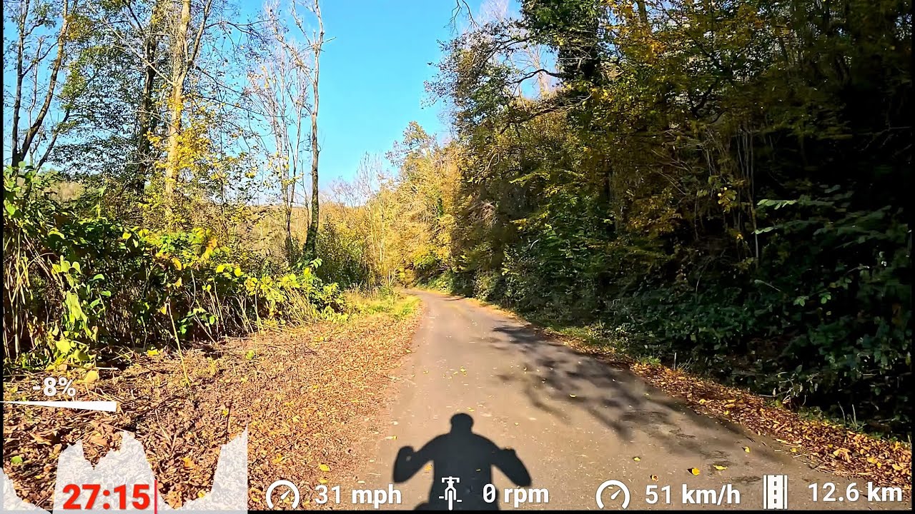 45 minute Autumn Indoor Cycling Workout Saarland🚴&zwj;♀️🍁🍂🌞 Garmin 4K Video
