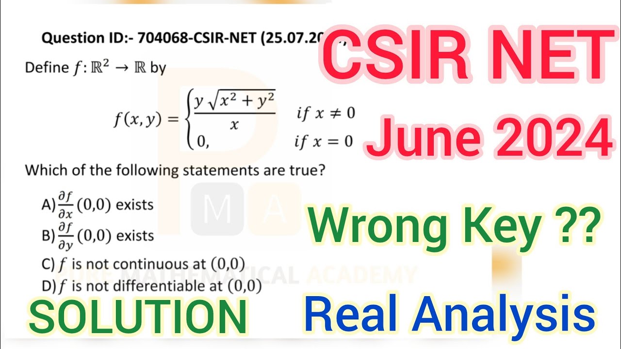 CSIR NET June 2024 Real Analysis Solution | NET June 2024 Mathematics Solution | Q.ID 704068 by PMA