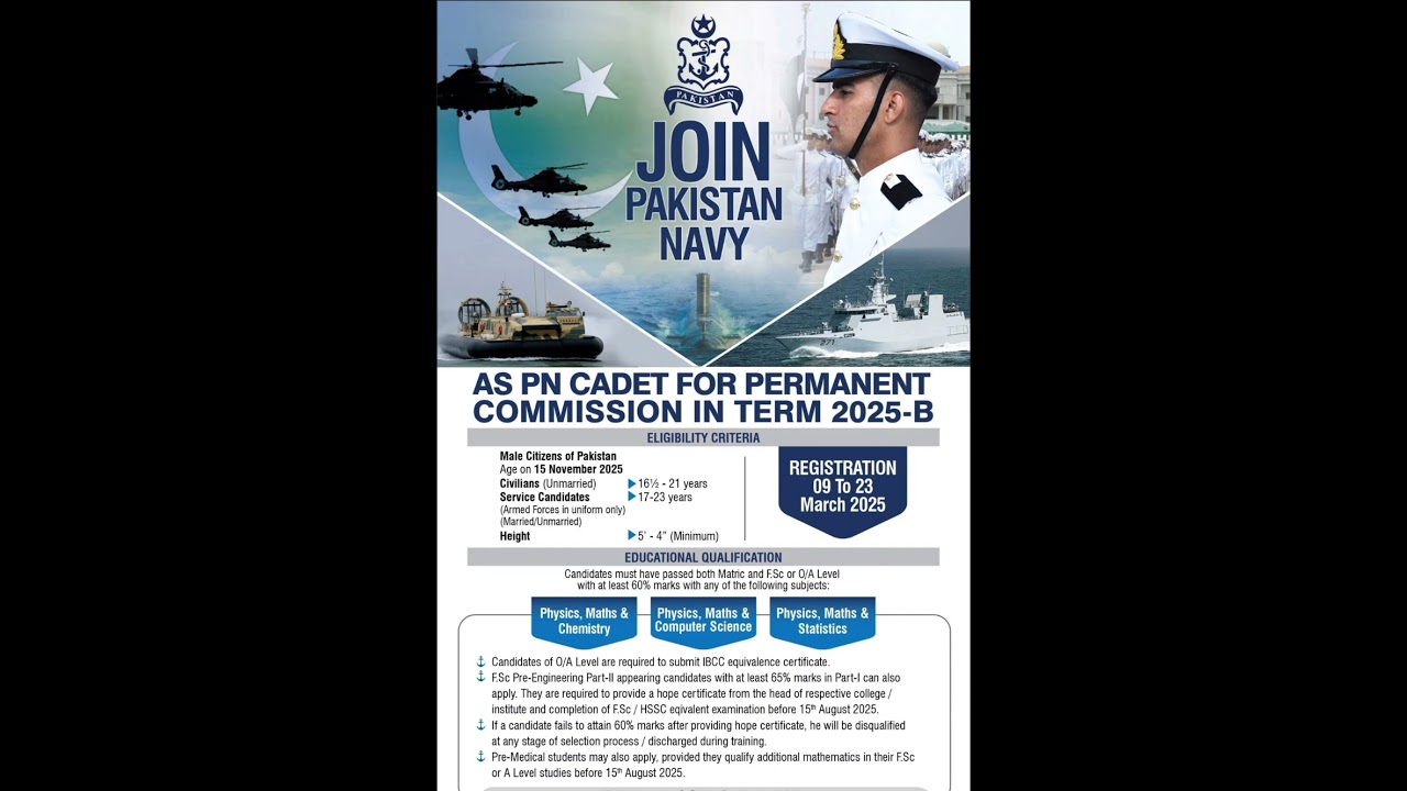Pakistan navy pn cadet jobs 2025 pakistan navy lateset jobs