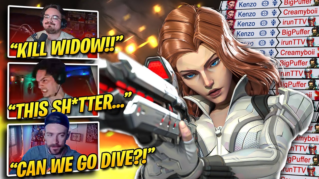 Famous streamers reaction to me killing them with Black Widow in Marvel Rivals