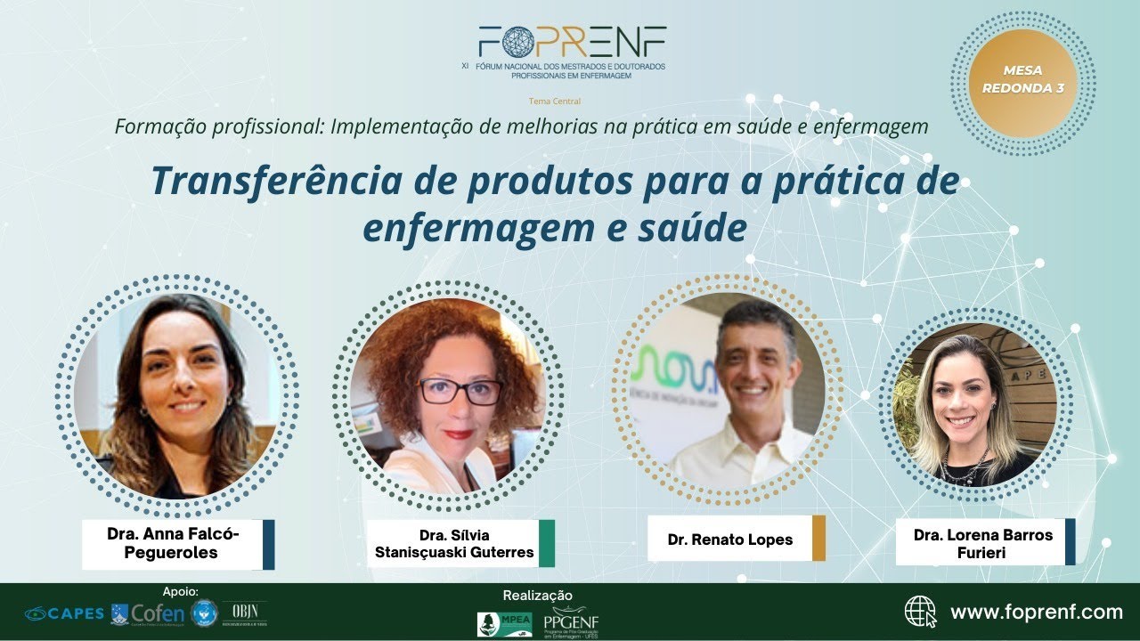 Mesa 3 : Transferência de produtos para a prática de enfermagem e saúde