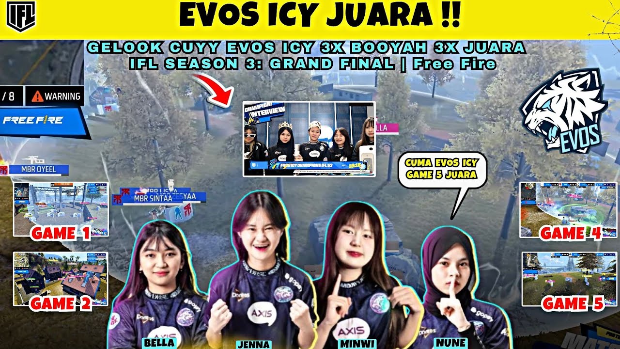 FULL HIGHLIGHT EVOS ICY JUARA + 3X BOOYAH‼️IFL SEASON 3: GRAND FINAL | Free Fire